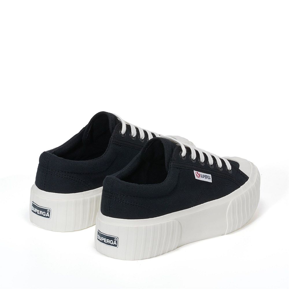 Superga 2631 Stripe Platform Black Low Top Sneakers - Women's Sneakers USA | US0324423